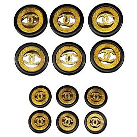 Set aus 12 Vintage Gold & Black Chanel CC-Logos
