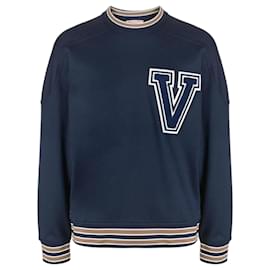 Valentino Marineblauer Hoodie mit 'V'-Applikation