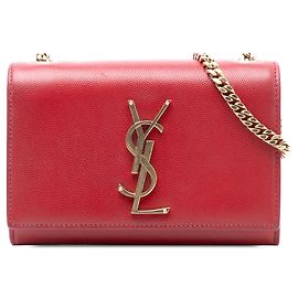 Rote kleine Leder Monogramm Kate Umhängetasche von Saint Laurent