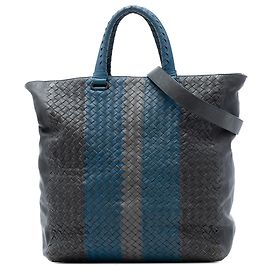 Bottega Veneta Tote convertibile in nappa intrecciato tricolore nero