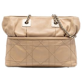 Dior Cannage Granville Chain Tote aus beigem Lammleder