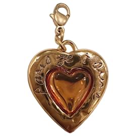 Pendentif Médaillon Coeur Yves Saint Laurent Or et Orange