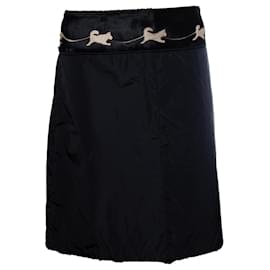 Falda de nailon negra con piel de potro de Prada