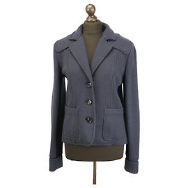 Burberry Navy Blue Merino Wool Knit Jacket