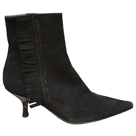 Autre Marque Mine De Rien Stiefeletten Wildleder Schwarz mit Fransen