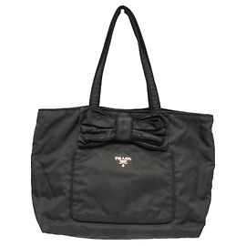 Borsa Tote TESSUTO con Nastro Prada in Nero