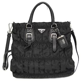 Borsa in nylon TESSUTO Gather da donna, borsa a spalla - Nero - Prada