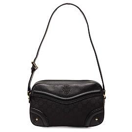 Sac à épaule Gucci en nylon noir avec motif GG et blason