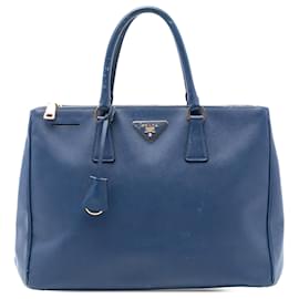 Prada Grande Tote Galleria Double Zip in Saffiano Lux Blu