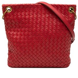 Bottega Veneta Crossbody Intrecciato em Nappa Vermelho