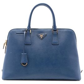 Borsa Promenade Saffiano Lux blu grande di Prada