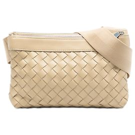 Bottega Veneta Crossbody in nappa marrone Intrecciato con doppia zip