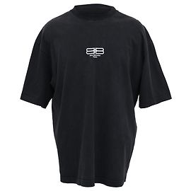 T-shirt Balenciaga BB Paris Icon taglio medio in cotone nero