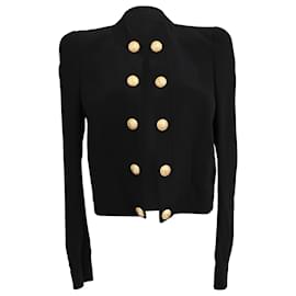Schwarzer Viskose-Blazer mit Knopfverzierung von Balmain
