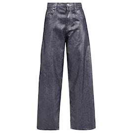 Jeans a gamba larga a vita alta in cotone argento Isabel Marant Étoile