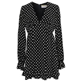 Vestido mini de lunares en viscosa negra Saint Laurent