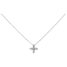 Autre Marque Collana in diamante in oro bianco Au750 a forma di fiore