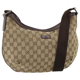 Borsa a Spalla GG Canvas Gucci Beige Oro 181092 Auth SW2067