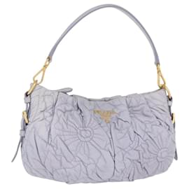PRADA Borsa a Spalla Trapuntata in Pelle Fiore Oro Lavanda Auth 163520