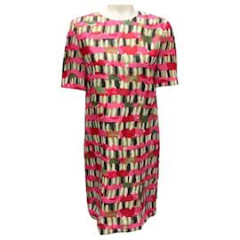 Vestido corto de manga corta estampado multicolor Marni rosa / verde