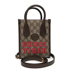 Gucci Tiger GG Mini Tote Tasche Braun