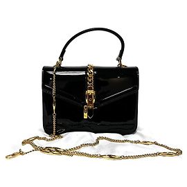 Gucci Borsa mini a manico in vernice nera
