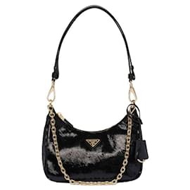 Mini borsa in nylon con paillettes rieditata - Prada