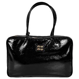 Miu Miu Borsa tote in pelle nappa verniciata donna oro nero