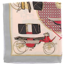 Hermès Foulard "Le Auto di Trasformazione" grigio e bianco in seta