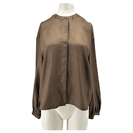 Blusa in seta marrone "Lea" - Autre Marque