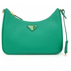 Borsa hobo in tessuto Saffiano Lux con catena - Prada