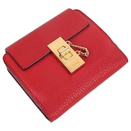 Chloé Cartera de Mujer Drew Roja en Tono Dorado