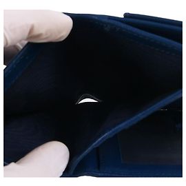 Salvatore Ferragamo Portafoglio blu in tono oro Gancini