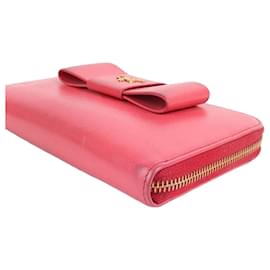 Langes rosa Portemonnaie mit Saffiano-Ribbon-Dekor - Prada