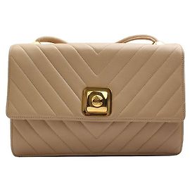 Chanel Borsa a tracolla in agnello beige a motivo chevron