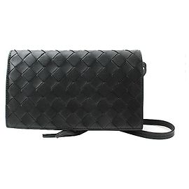 Borsa a tracolla intrecciata nera Bottega Veneta