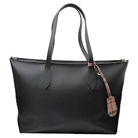 Burberry Portachiavi in pelle nera a quadri Borsa shopper