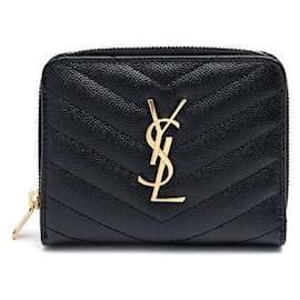 Monogramm Kompaktgeldbörse mit Goldbeschlägen - Saint Laurent