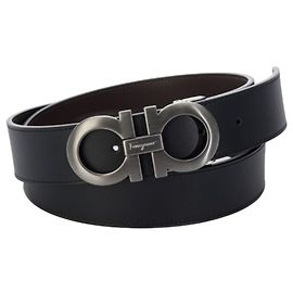 Salvatore Ferragamo Reversibler Gancini-Gürtel Schwarz Dunkelbraun