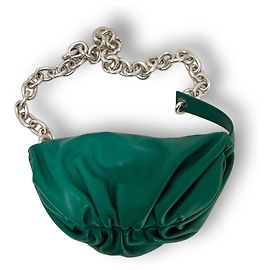 Bottega Veneta Borsa a Spalla Dumpling Chain Verde Argento