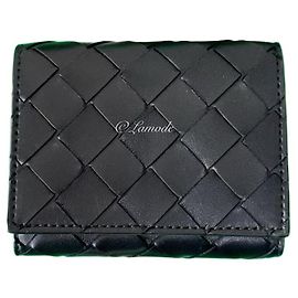 Cartera con cremallera tri-fold Bottega Veneta negra