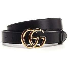 Gucci Cintura in pelle con fibbia lucida GG Marmont