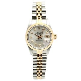 Rolex Damen Combi-Uhr Datejust Silbernes Zifferblatt Nach-Setz-Diamant
