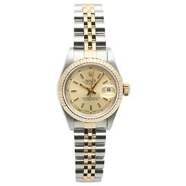 Rolex Datejust Damenuhr, Kombination Champagnergold mit Stabindex
