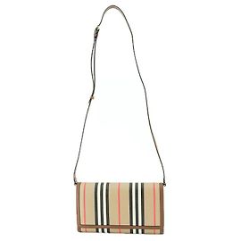Burberry Borsa a tracolla a righe in pelle per donne