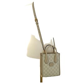 Gucci Borsa mini tote e crossbody da donna in tela rivestita beige UULBT