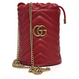Mini borsa a secchiello Marmont GG rossa - Gucci