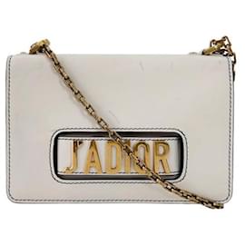 Borsa a tracolla in pelle con patta e catena bianca - Dior