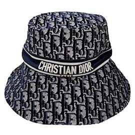 Bucket Hat mit schräger Stickerei in Marineblau - Dior