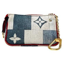 Louis Vuitton Monogramm Denim Schlüsselanhänger Münztasche Micro
